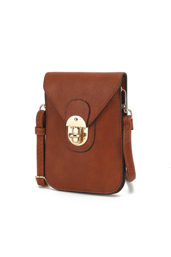 Kianna Vegan Leather Women's Phone Crossbody Bag by Mia K. -Cognac