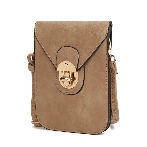 MKF Collection Kianna Vegan Leather Phone Crossbody Handbag by Mia K- Taupe