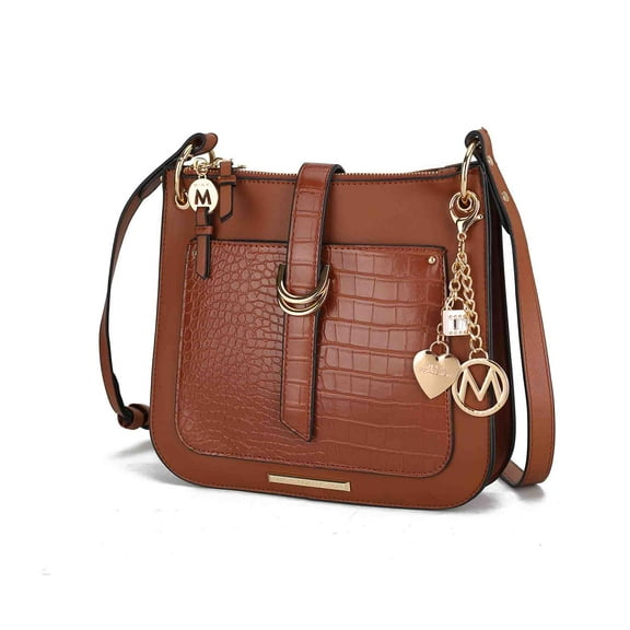 MKF Collection Kiltienne Women's Crossbody Bag, Vegan Leather Shoulder Bag Handbag by Mia K. - Cognac