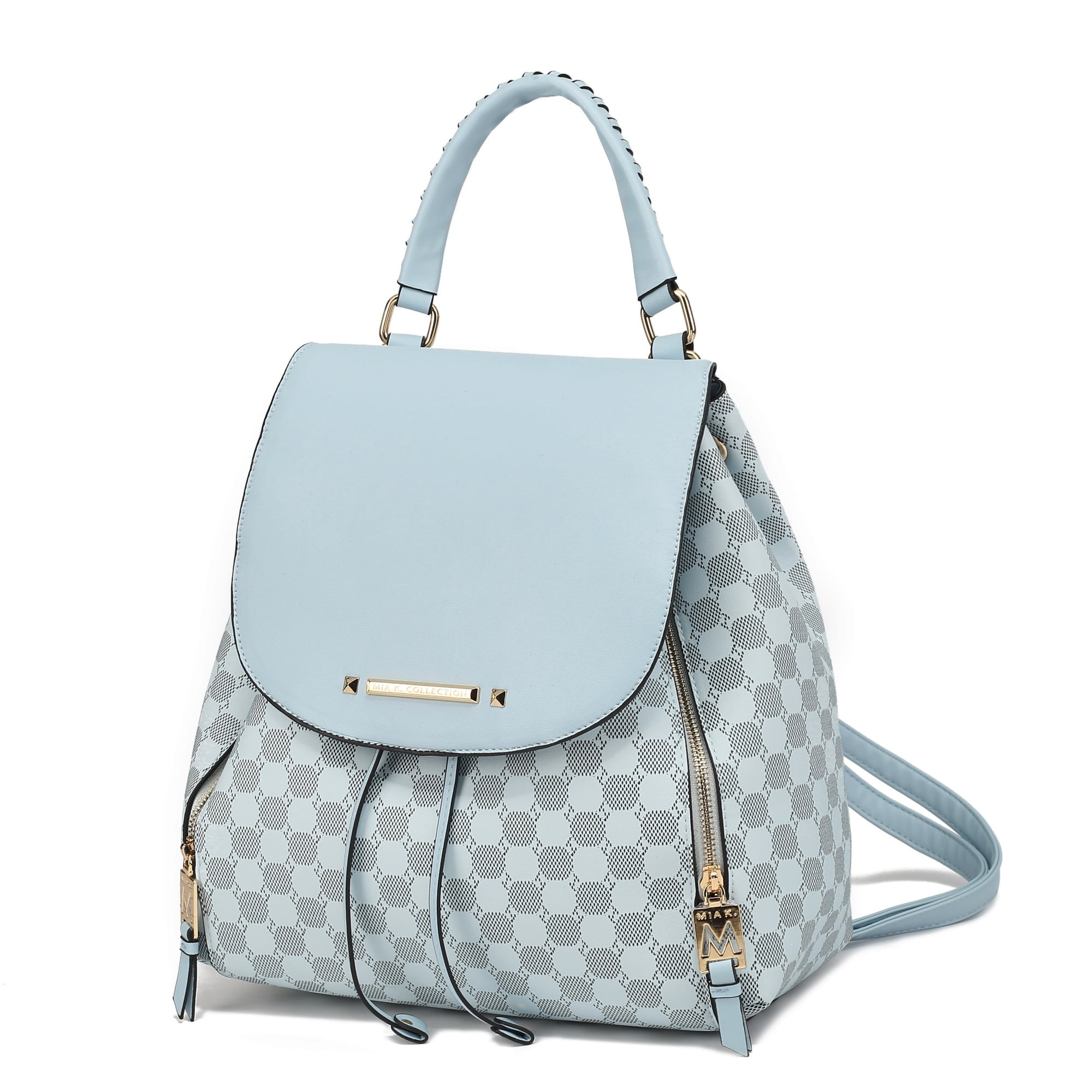 Elegant Light Blue Women\'s Backpack Easy Going Light Blue Varsity Backpack – Shop the Mint main image 3