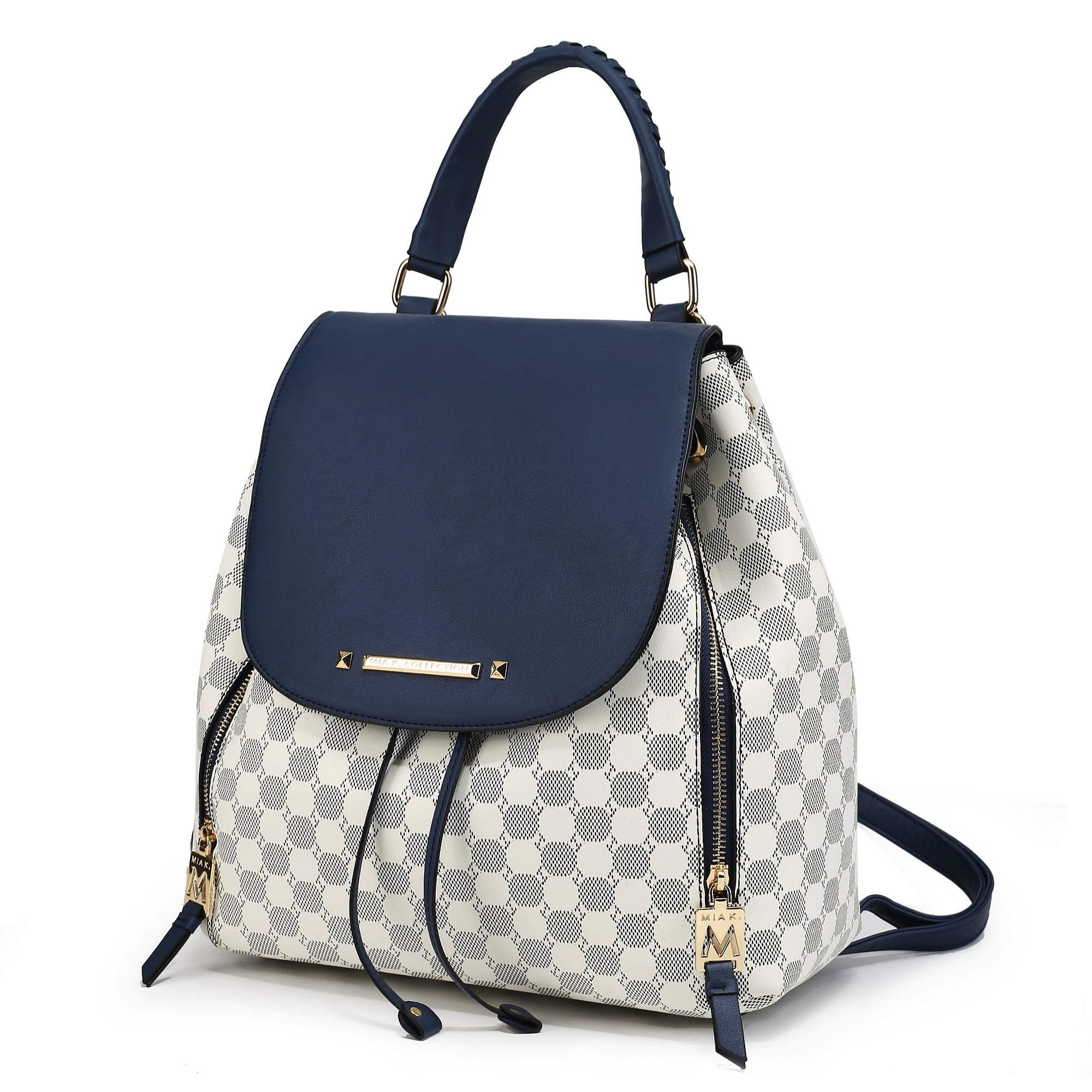 Vegan Leather Backpack Purse - Navy & Black Small Navy Blue Leather Backpack for women - Stylish Leather  main image 3