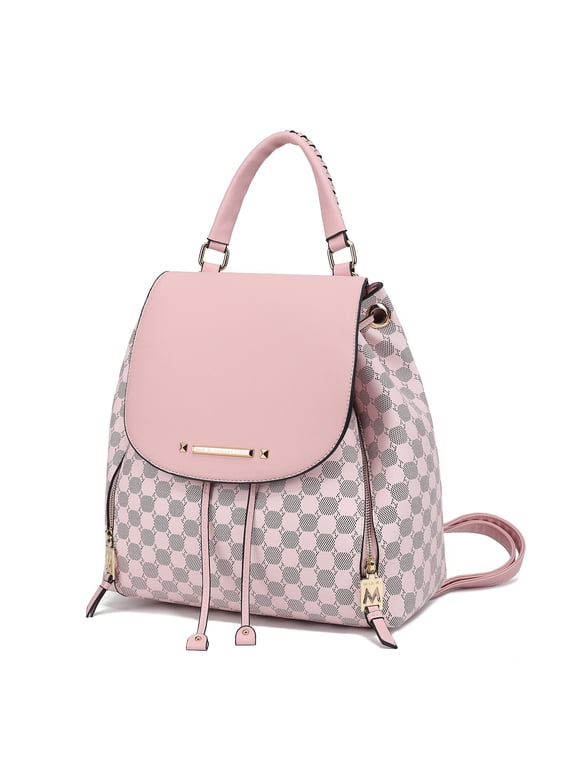Kimberly Vegan Leather Women's Backpack, Elegant Bookbag Purse Handbag by Mia K - Pink