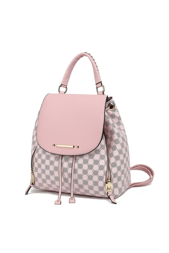 Kimberly Vegan Leather Women's Backpack, Elegant Bookbag Purse Handbag by Mia K - Pink