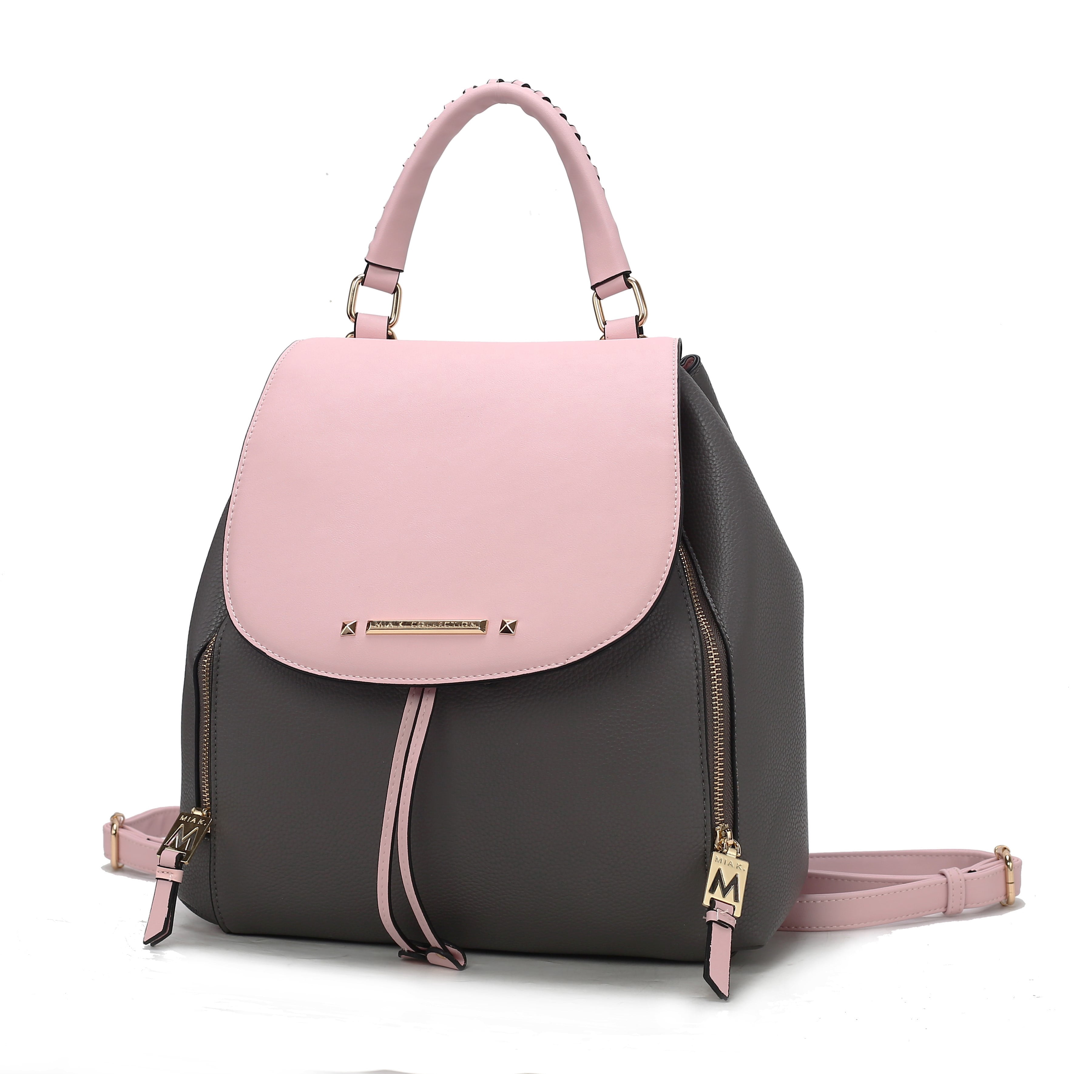 Brown and Black Vegan Leather Kimberly Backpack /purse.- MIA collection MKF Collection by Mia K. Women main image 4