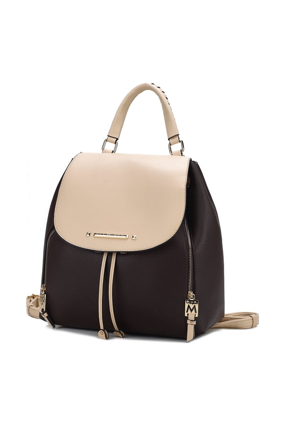 Kimberly Vegan Leather Women's Backpack,Fashionable Bookbag Purse Handbag by Mia K - Coffee Beige