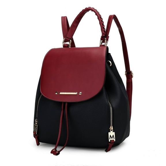 MKF Collection Kimberly Vegan Leather Women's Backpack,Fashionable Bookbag Purse Handbag by Mia K - Navy Red