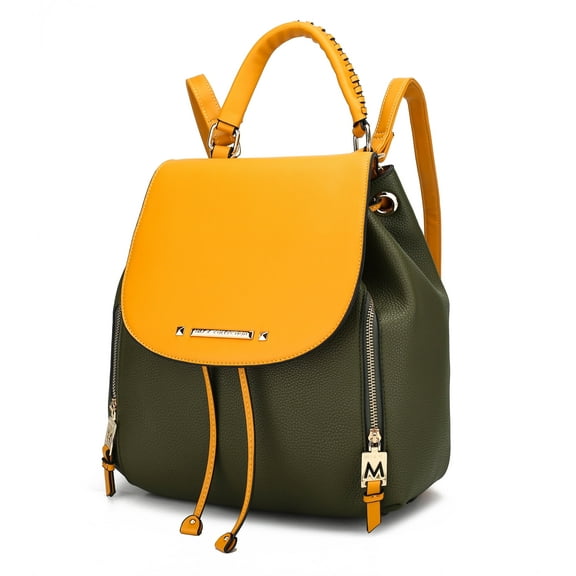 MKF Collection Kimberly Vegan Leather Women's Backpack, Fashionable Bookbag Purse Handbag by Mia K - Olive Mustard