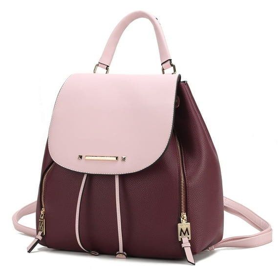 MKF Collection Kimberly Vegan Leather Women's Backpack,Fashionable Bookbag Purse Handbag by Mia K - Wine Blush
