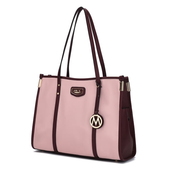 MKF Collection Kindred Tote Bag Women’s Oversize Handbag Large Size, Vegan Leather by Mia K- Blush-Burgundy
