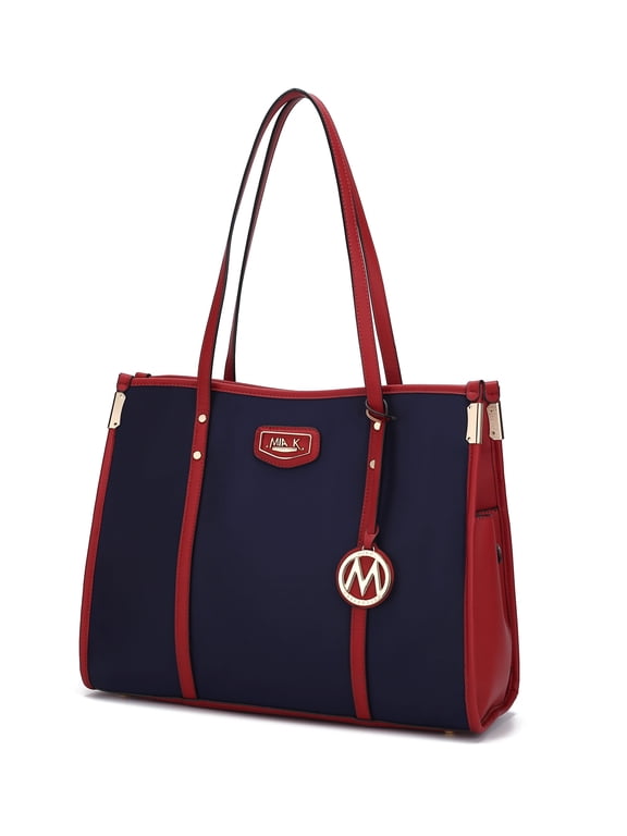 Kindred Tote Bag Women’s Oversize Handbag Large Size, Vegan Leather by Mia K- Navy-Wine