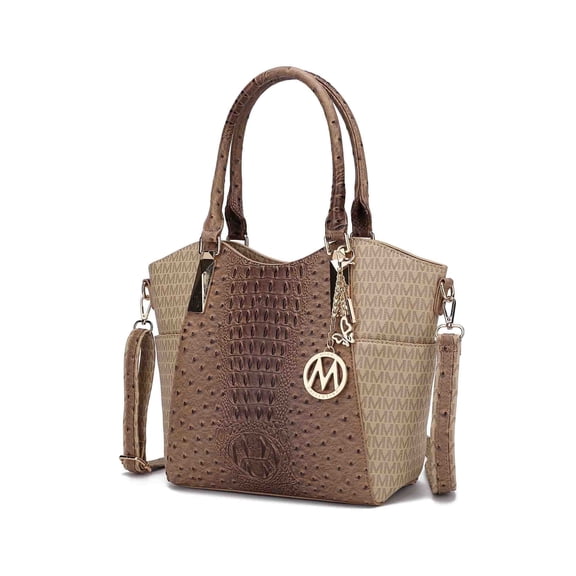 MKF Collection Kristal Women's Tote Bag Signature Vegan Leather Handbag Purse by Mia K - Beige