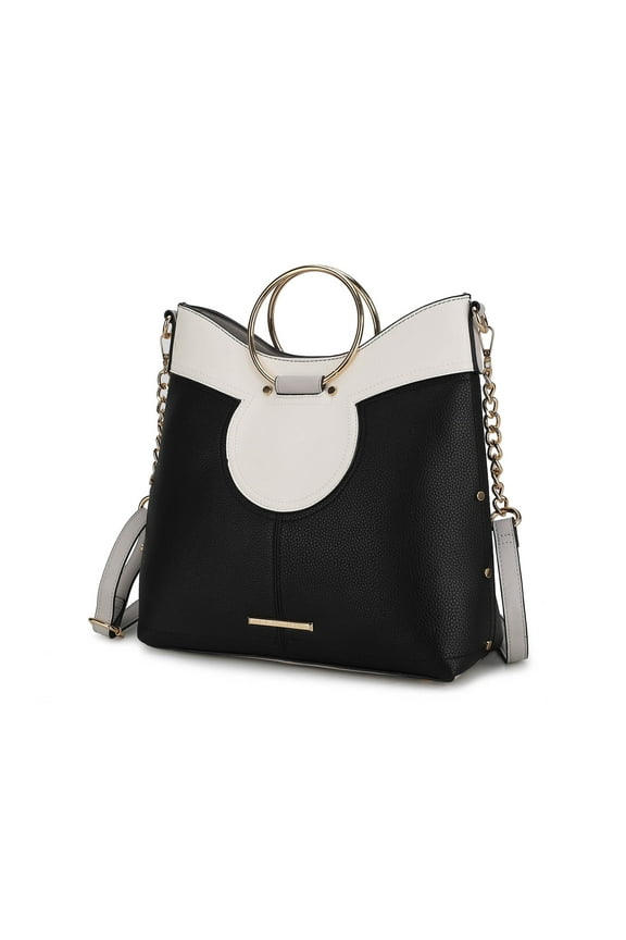 Kylie Women's Top Handle Vegan Leather Satchel Crossbody Handbag by Mia K. - Black