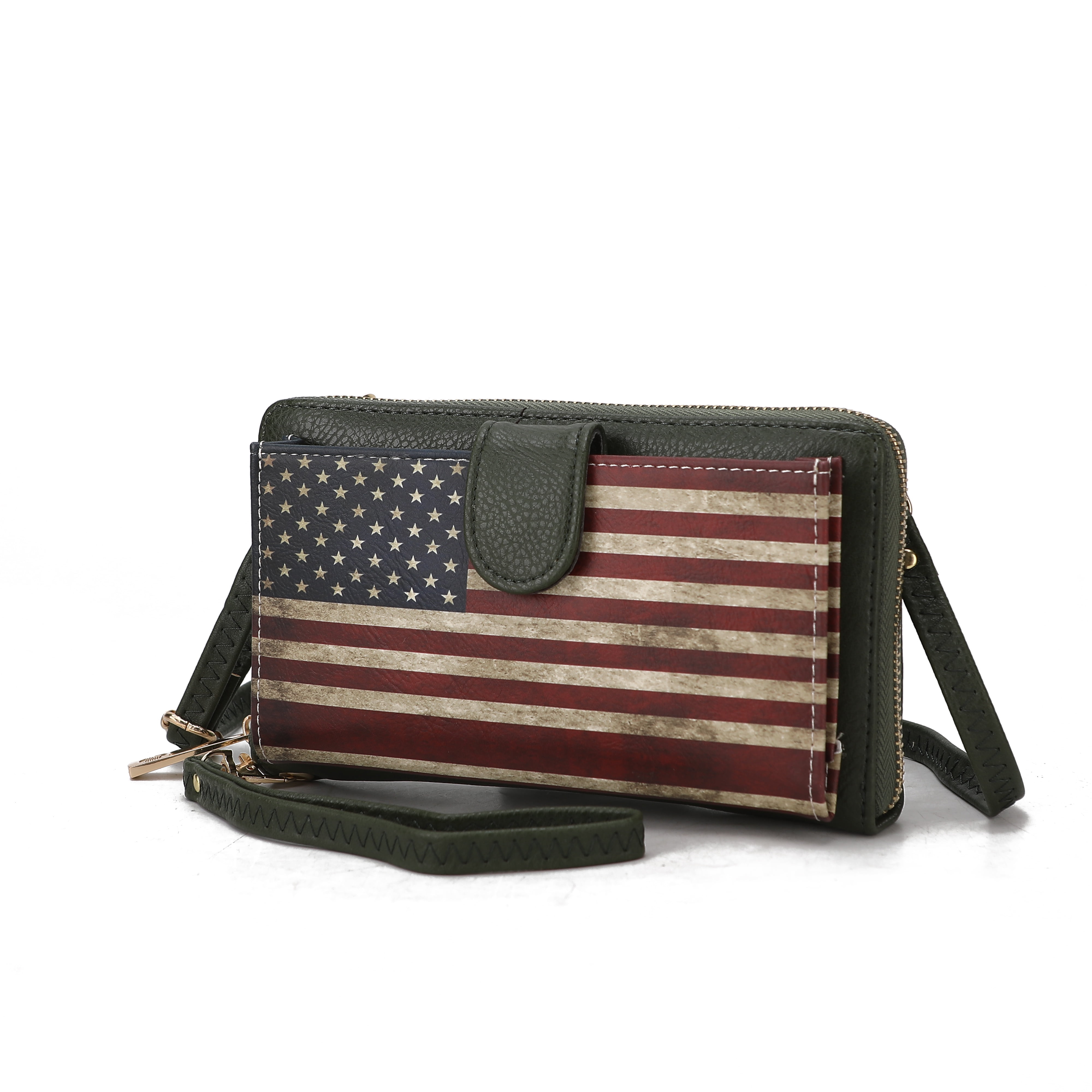 MKF Collection Kyra Vegan Leather Convertible Smartphone Wallet for Women, Crossbody Purse Handbag by Mia K - Green