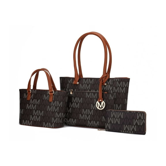 MKF Collection Lady Women’s Tote Bag, Small Tote with Wallet, Signature Vegan Leather Handbag Set by Mia K. - Brown