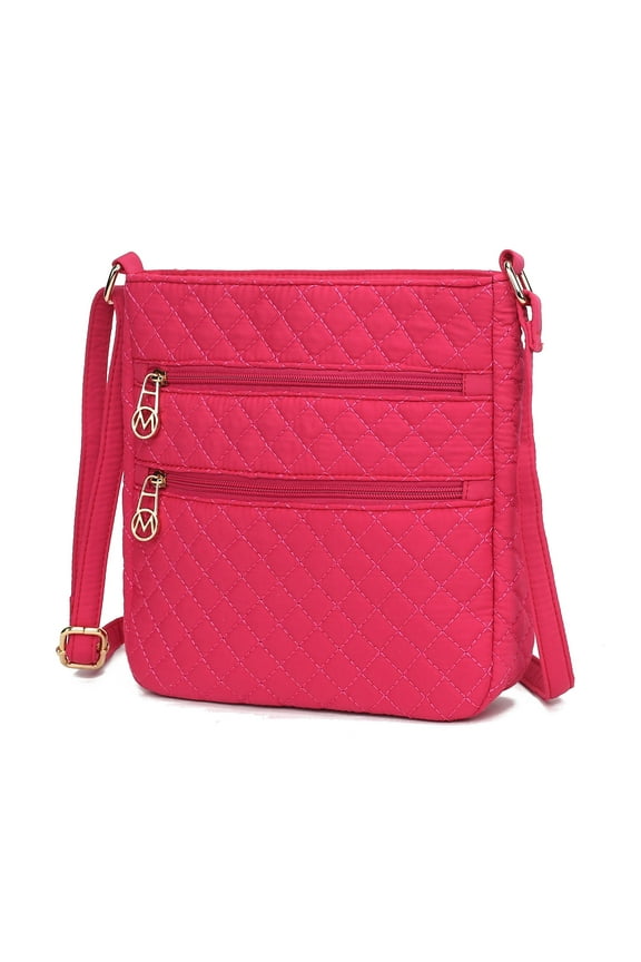 Lainey Women's Crossbody Bag, Solid Quilted Cotton Shoulder Handbag by Mia K - Fuchsia Pink