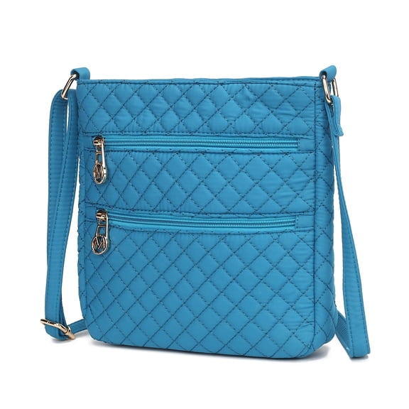 MKF Collection Lainey Women's Crossbody Bag, Solid Quilted Cotton Shoulder Handbag by Mia K - Turquoise Blue