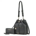 thumbnail image 1 of MKF Collection Larissa Vegan Leather Women's Bucket Bag & Wristlet Wallet, Drawstring Hobo Purse Handbag 2 Pcs by Mia K - Charcoal Gray, 1 of 8