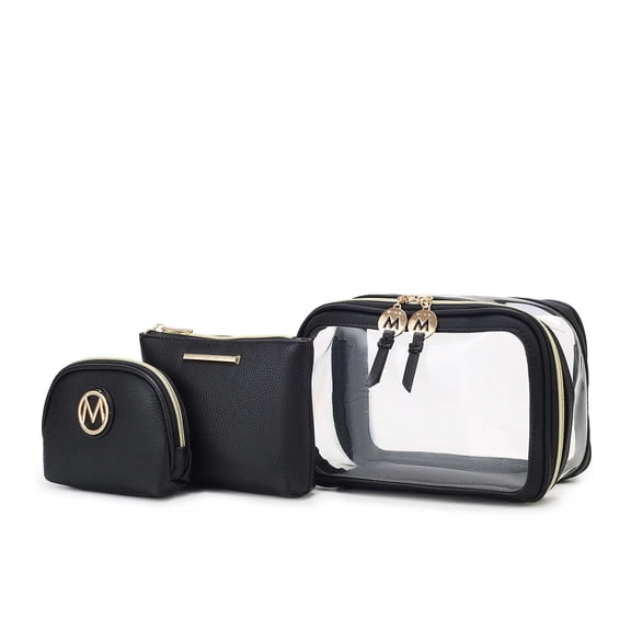 MKF Collection Laura Women's Cosmetic Punch 10 Pcs Sets, Small Travel Makeup Bag by Mia k. - Wine