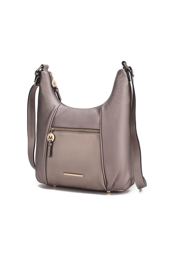 Lavinia Vegan Leather Women's Shoulder Bag, Classy Crossbody Purse Handbag by Mia K - Pewter