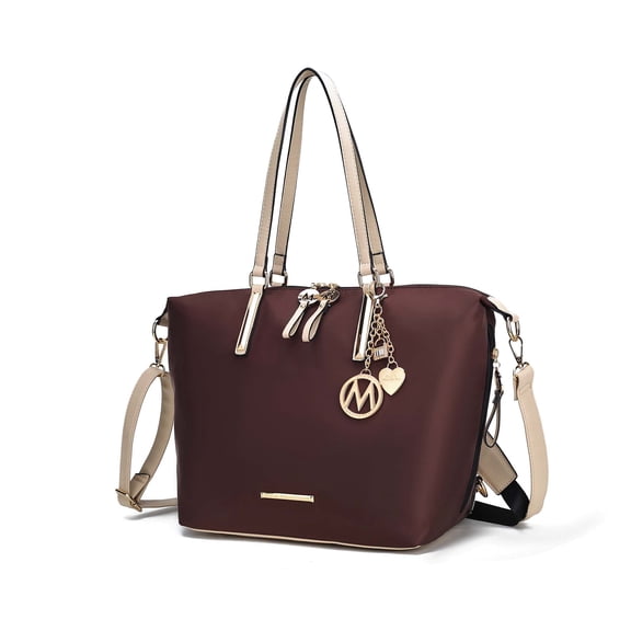 MKF Collection Layla Solid Women's Multi-compartment Tote Bag, Convertible Backpack by Mia K - Coffee Ivory