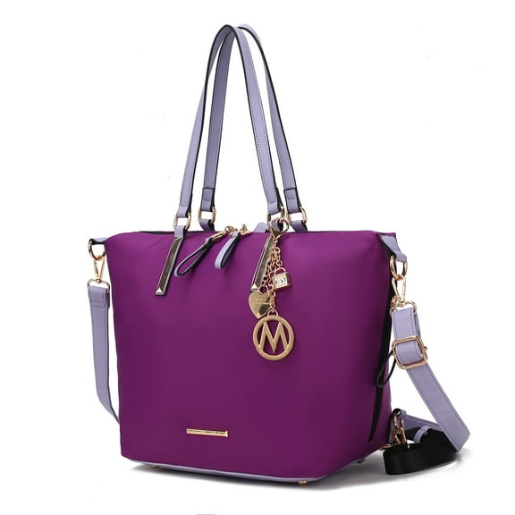 MKF Collection Layla Solid Women's Multi-compartment Tote Bag, Convertible Backpack by Mia K - Violet Lavender