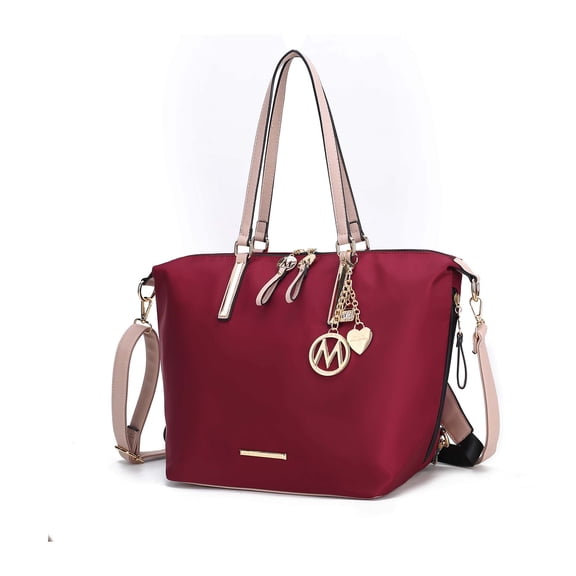 MKF Collection Layla Solid Women's Multi-compartment Tote Bag, Convertible Backpack by Mia K - Wine Blush