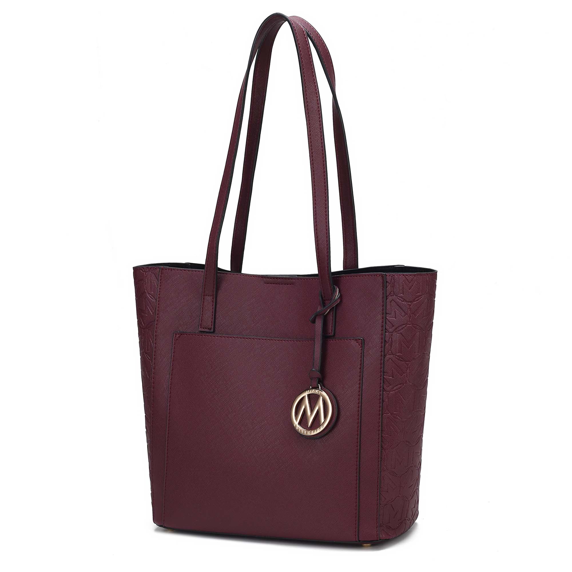 MKF Collection Lea Vegan Leather Women's Tote Bag, Fashionable Shoulder Purse Handbag by Mia K - Burgundy