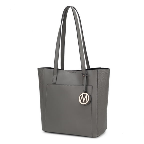 MKF Collection Lea Vegan Leather Women's Tote Bag, Fashionable Shoulder Purse Handbag by Mia K - Charcoal Gray