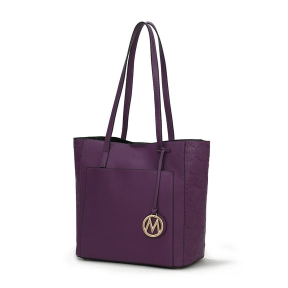 MKF Collection Lea Vegan Leather Women's Tote Bag, Fashionable Shoulder Purse Handbag by Mia K - Purple