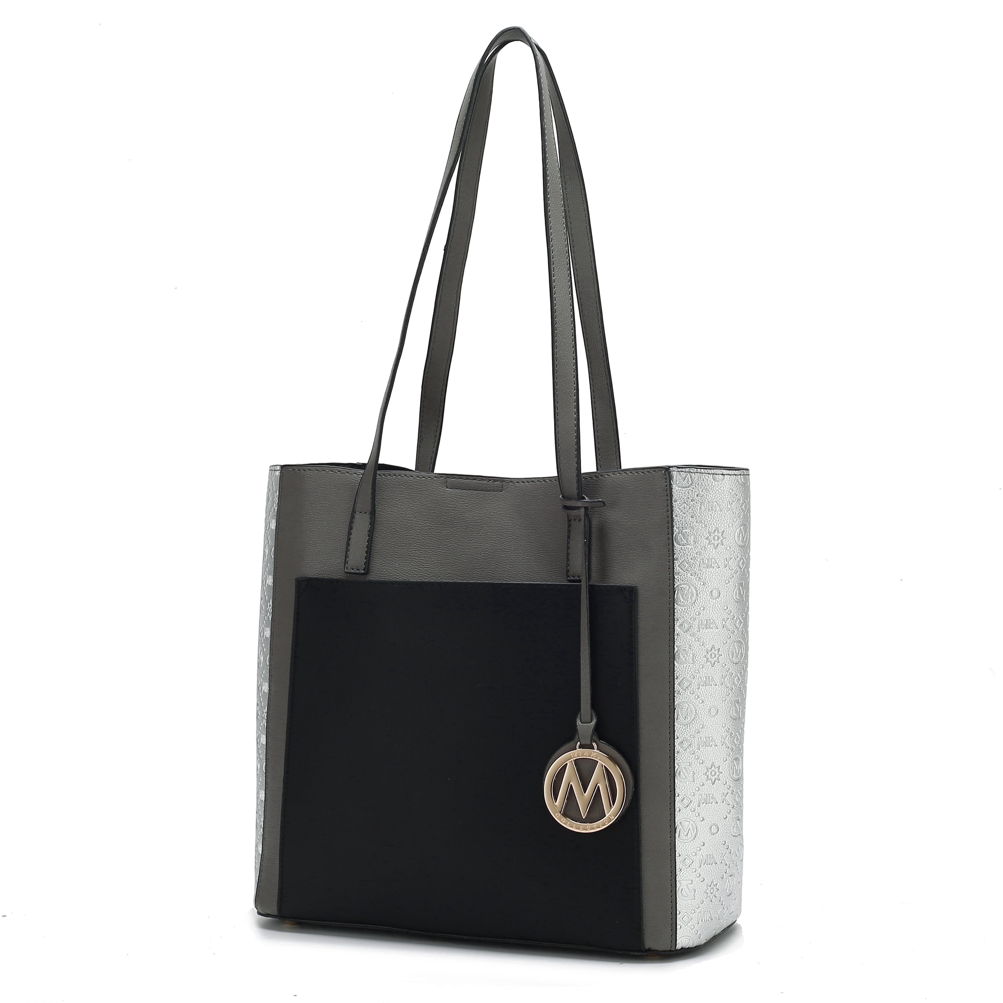 MKF Collection Leah Vegan Leather Women's Tote Bag, Color Block Sleek Shoulder Bag Purse Handbag by Mia K - Black