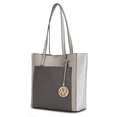 thumbnail image 1 of MKF Collection Leah Vegan Leather Women's Tote Bag, Color Block Sleek Shoulder Bag Purse Handbag by Mia K - Charcoal Gray, 1 of 8