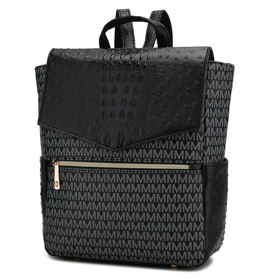 MKF Collection Leidy M Signature Crocodile Women Backpack, Bookbag Purse Handbag Fashion Travel Daypack Bag by Mia K - Black