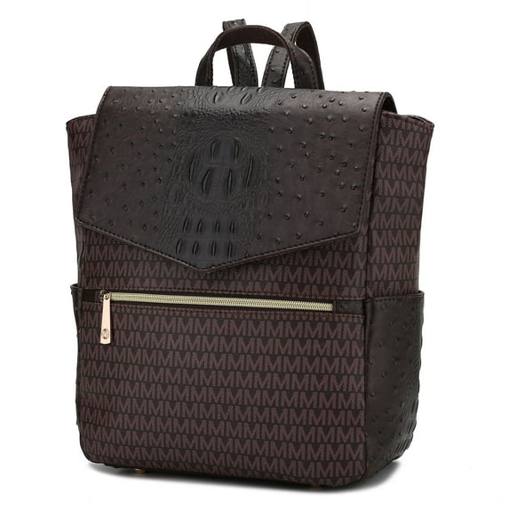 MKF Collection Leidy M Signature Crocodile Women Backpack, Bookbag Purse Handbag Fashion Travel Daypack Bag by Mia K - Brown