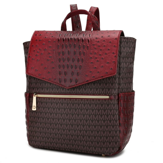 MKF Collection Leidy M Signature Crocodile Women Backpack, Bookbag Purse Handbag Fashion Travel Daypack Bag by Mia K - Red