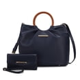 thumbnail image 1 of MKF Collection Leilani Vegan Leather Tote Bag & Wristlet Wallet, Stylish Satchel Purse Handbag by Mia K - Navy, 1 of 11