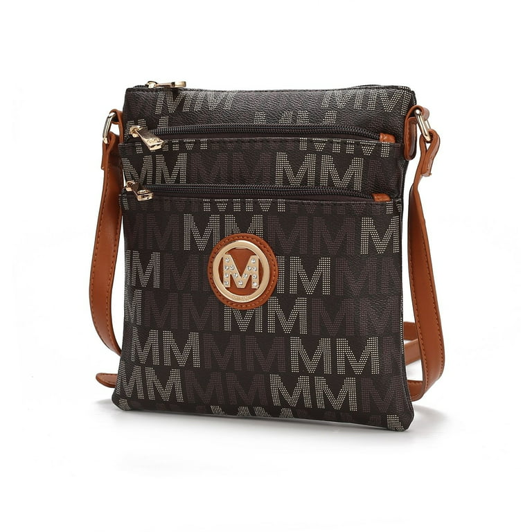 M Marco Crossbody Purses for Women Multi Pockets Large Crossbody Bags Signature Crossover Shoulder Hobo Bags Monogram, Women's, Beige