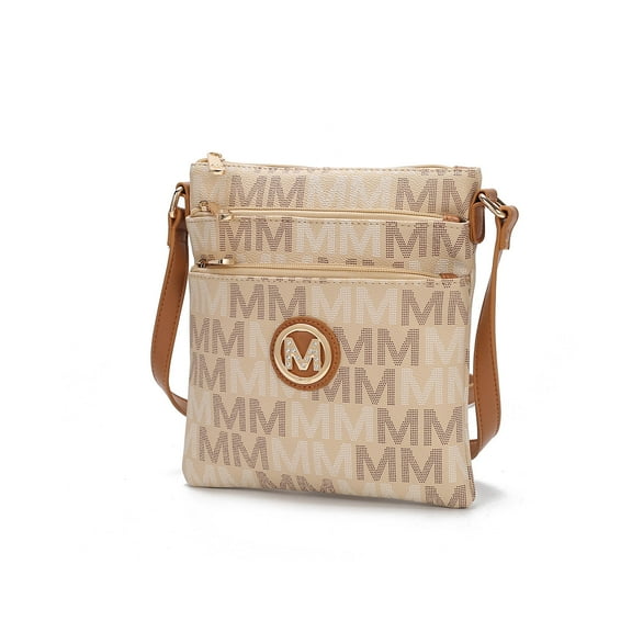 MKF Collection Lemuel M Signature Vegan Leather Women's Crossbody Bag, Stylish Purse Handbag by Mia K -Beige