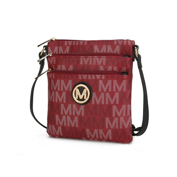 MKF Collection Lemuel M Signature Vegan Leather Women's Crossbody Bag, Stylish Purse Handbag by Mia K - Burgundy