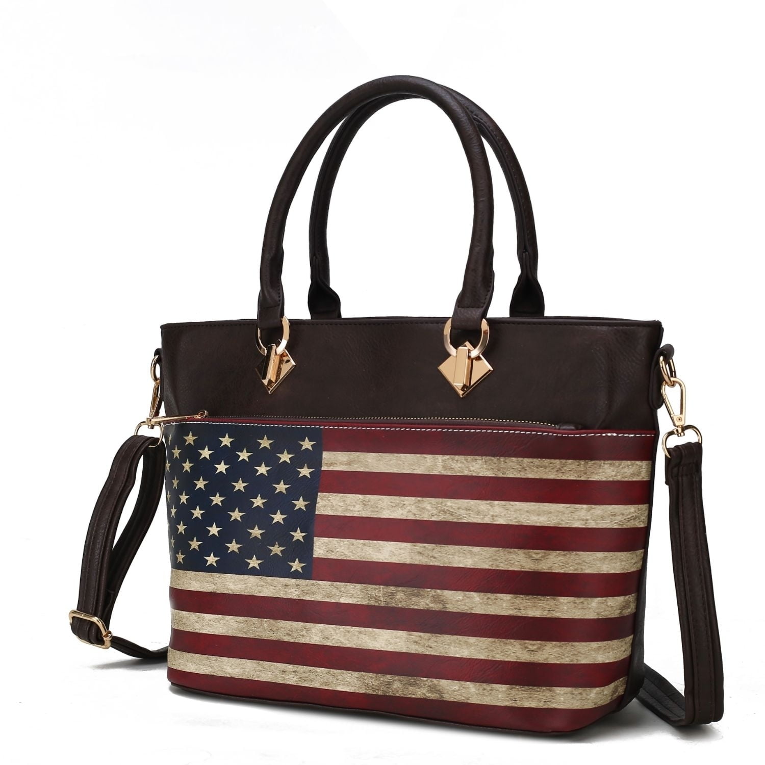 MKF Collection Lilian Vegan Leather Women's Flag Tote by Mia K. - Chocolate Brown