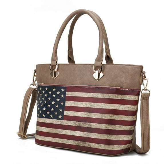 MKF Collection Lilian Vegan Leather Women's Flag Tote by Mia K. - Taupe