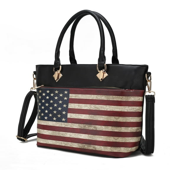 MKF Collection Lilian Womens Tote bag Vegan Leather Shoulder bag USA Flag handbags Black Purse by Mia K