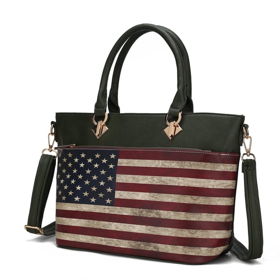 MKF Collection Lilian Womens Tote bag Vegan Leather Shoulder bag USA Flag handbags Green Purse by Mia K