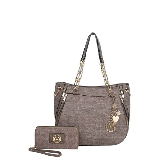 MKF Collection Lina Tote Bag & Wallet Set, Vegan Leather Denim look Shoulder Bag Handbag Purse by Mia K