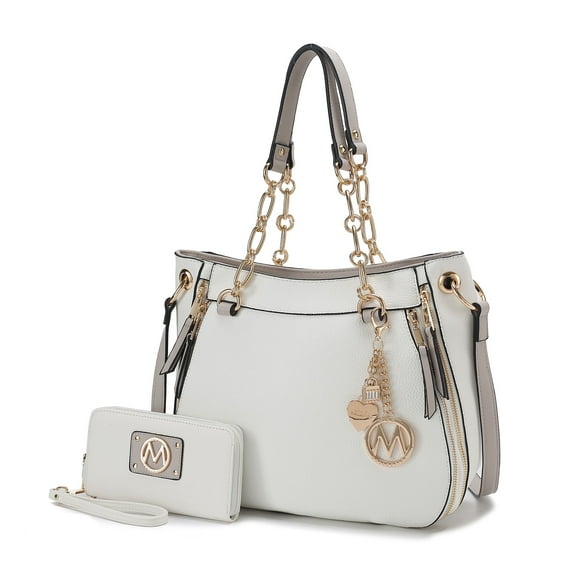 MKF Collection Lina Women's Tete Bag & Wallet Set,Vegan Leather Shoulder Bag Handbag Purse Set by Mia K. - White
