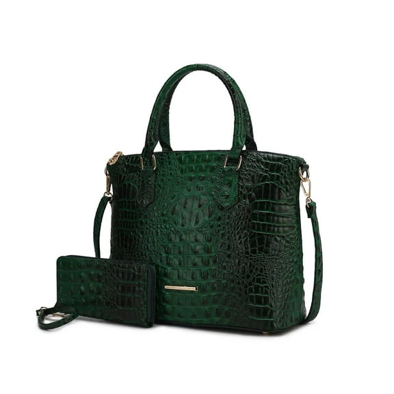 MKF Collection Liora Women's Tote Bag with Wallet, Croc Embossed Vegan Leather Handbag Purse by Mia K - Green