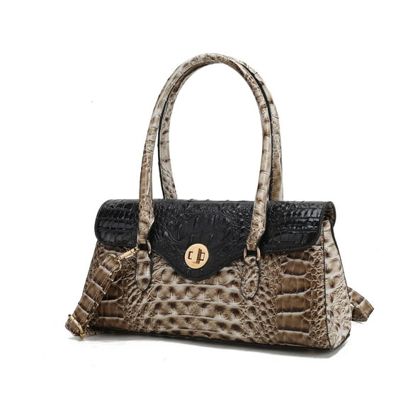 MKF Collection Liviana Shoulder Bag Women’s Medium Handbag Croc-Embossed Vegan Leather by Mia K-Black