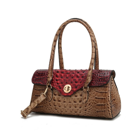 MKF Collection Liviana Shoulder Bag Women’s Medium Handbag Croc-Embossed Vegan Leather by Mia K-Red