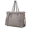 thumbnail image 1 of MKF Collection Liza Vegan Leather with faux fur Women’s Tote Double Handle Bag by Mia K - Grey], 1 of 7