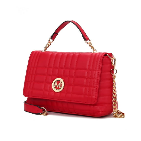 MKF Collection Lola Quilted Vegan Leather Women’s Shoulder Bag by Mia K- Red