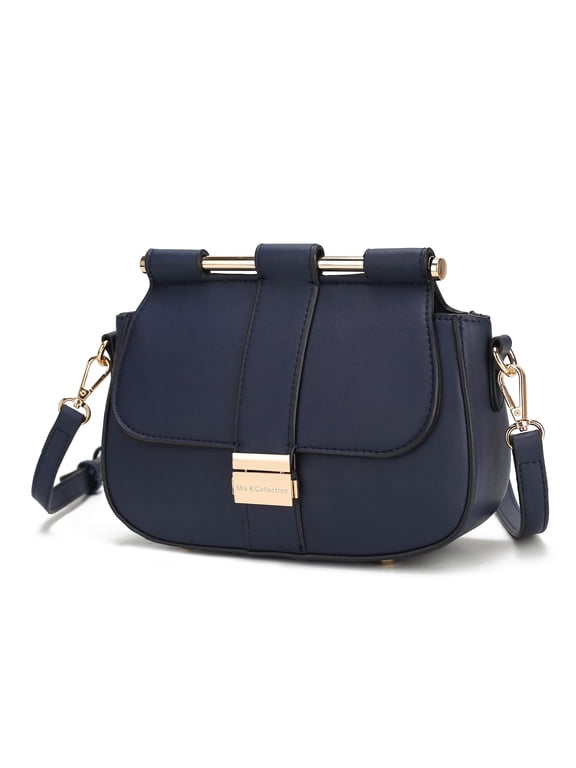 Londyn Vegan Leather Women's Shoulder Bag, Trendy Crossbody Purse Handbag by Mia K - Navy
